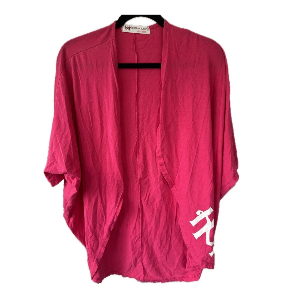 Hugs N Honis Hawaiian Designer Open Kimono Cover Up Batwing Cardigan One Size